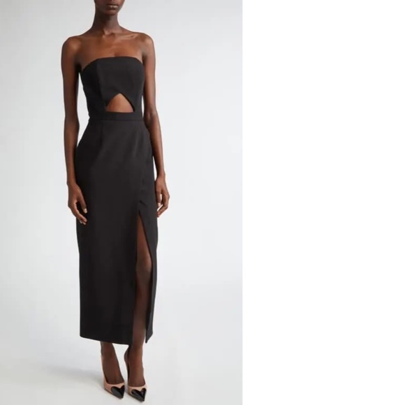 NEW ISRAELLA KOBLA Black IMAN Strapless CUTOUT Boning COCKTAIL Midi DRESS 10 - Picture 13 of 15